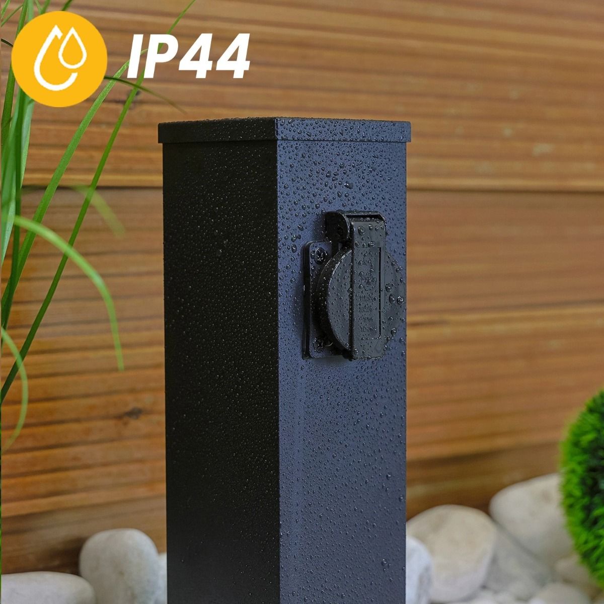 Außenpfahl mit Steckdose – Stehend – 230V – 22 cm – 2x geerdete Außensteckdose