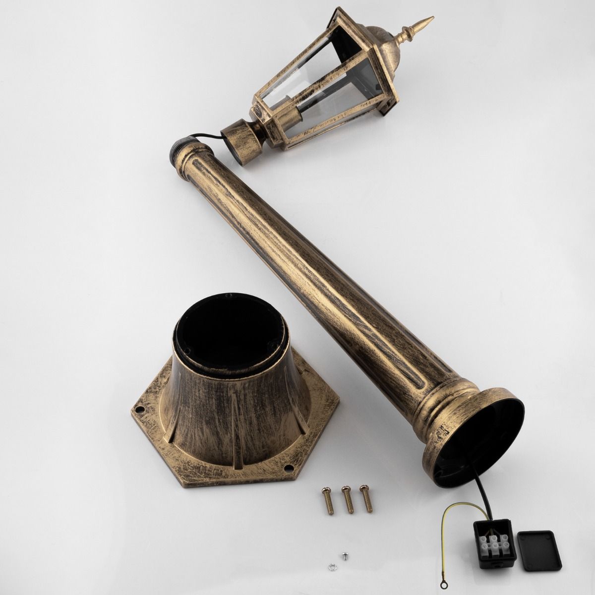 Gartenleuchte – Niedrige Außenlaterne auf Pfahl – 1 m hoch – E27 – Patina