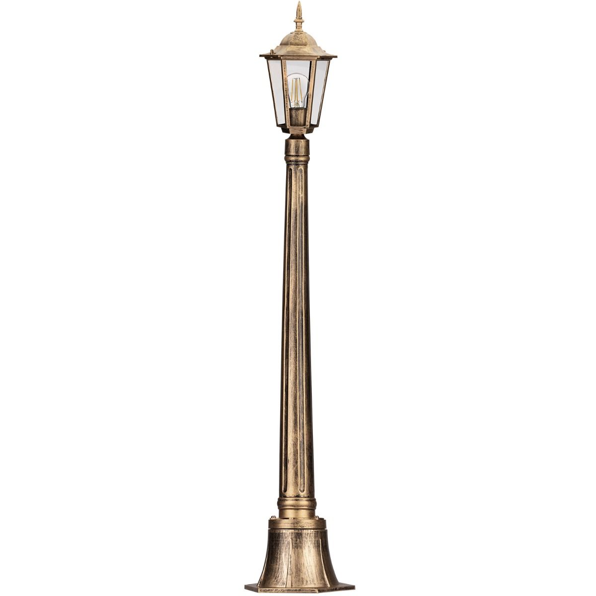 Gartenlampe – Niedrige Außenlaterne auf Mast – 1 m hoch – E27 – Patina
