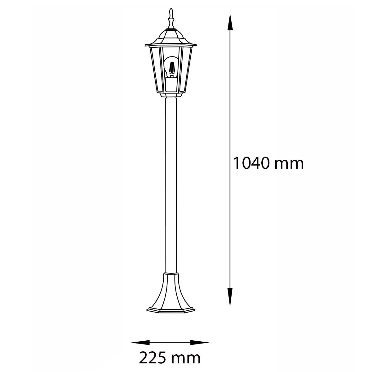 Gartenlaterne – Außenlampe auf Mast – E27 – 1 m hoch – Schwarz