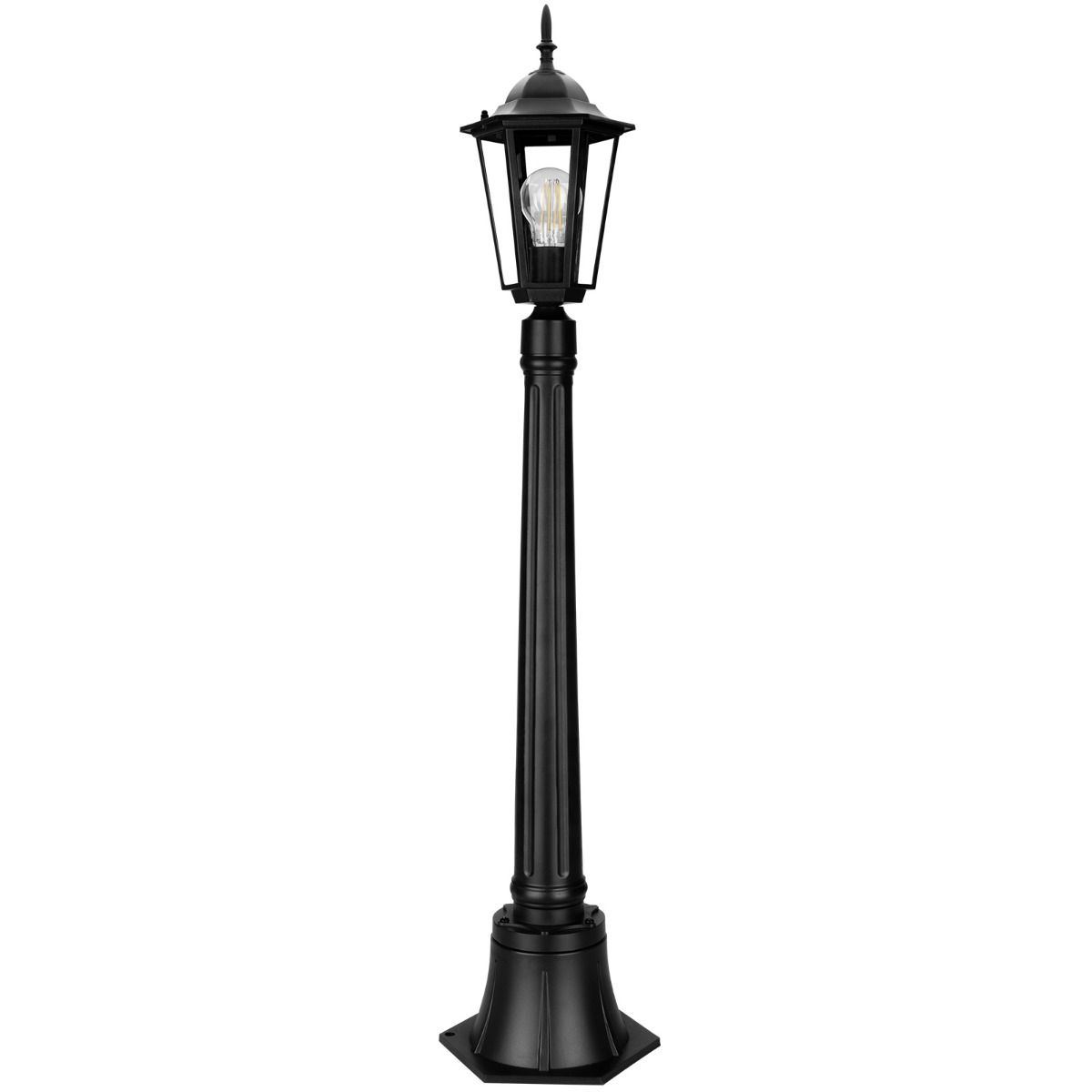Gartenlaterne – Außenlampe auf Mast – E27 – 1 m hoch – Schwarz