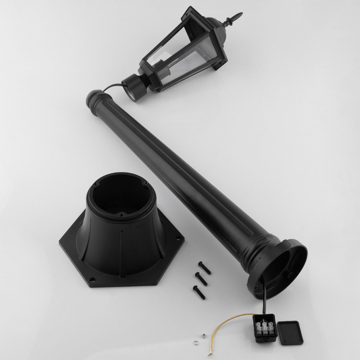 Gartenlaterne – Außenlampe auf Mast – E27 – 1 m hoch – Schwarz