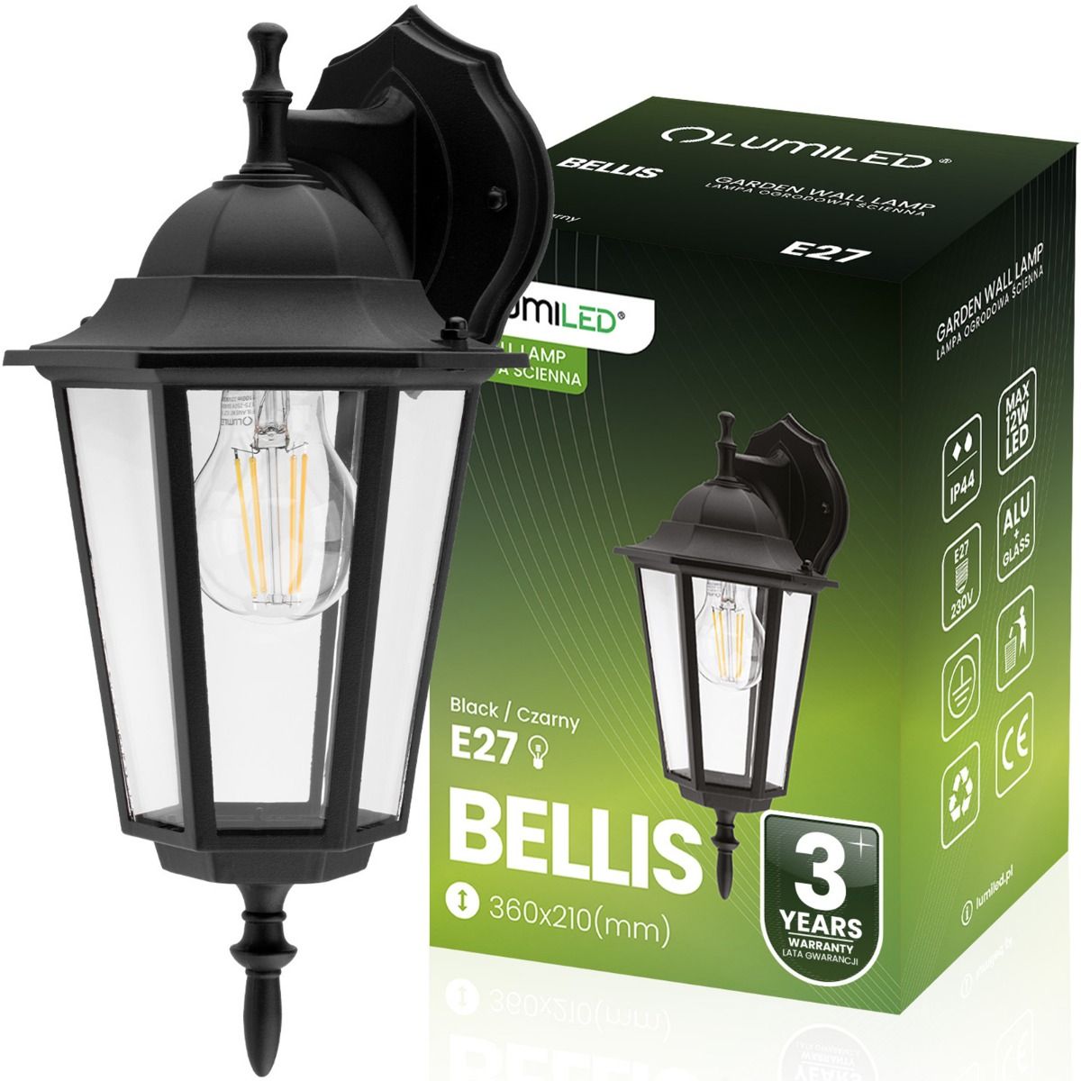 Außenwandleuchte Lantern - Fassadenbeleuchtung mit E27 Fassung