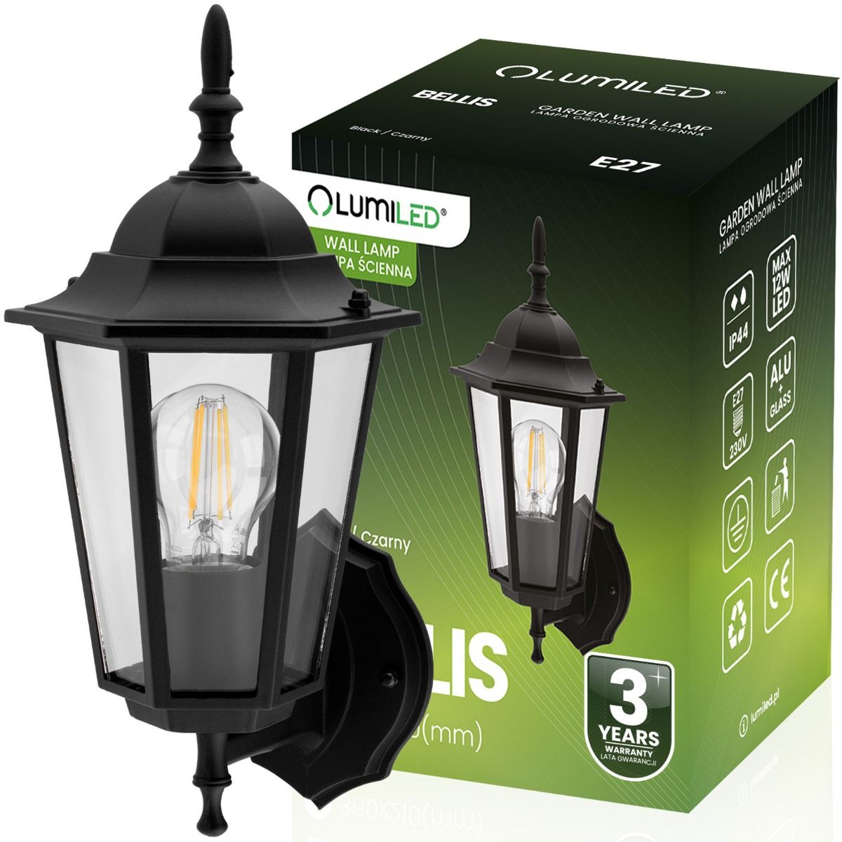 Klassische Außenfassadenlampe – Schwarz, E27 Wandlaterne