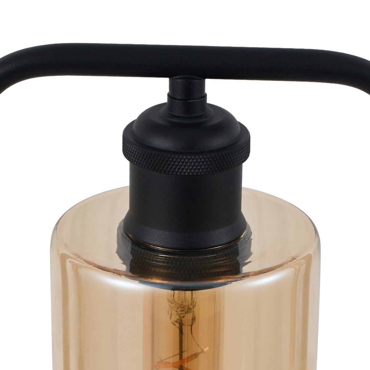 Tischleuchte Tess – Schwarz mit Amberglas