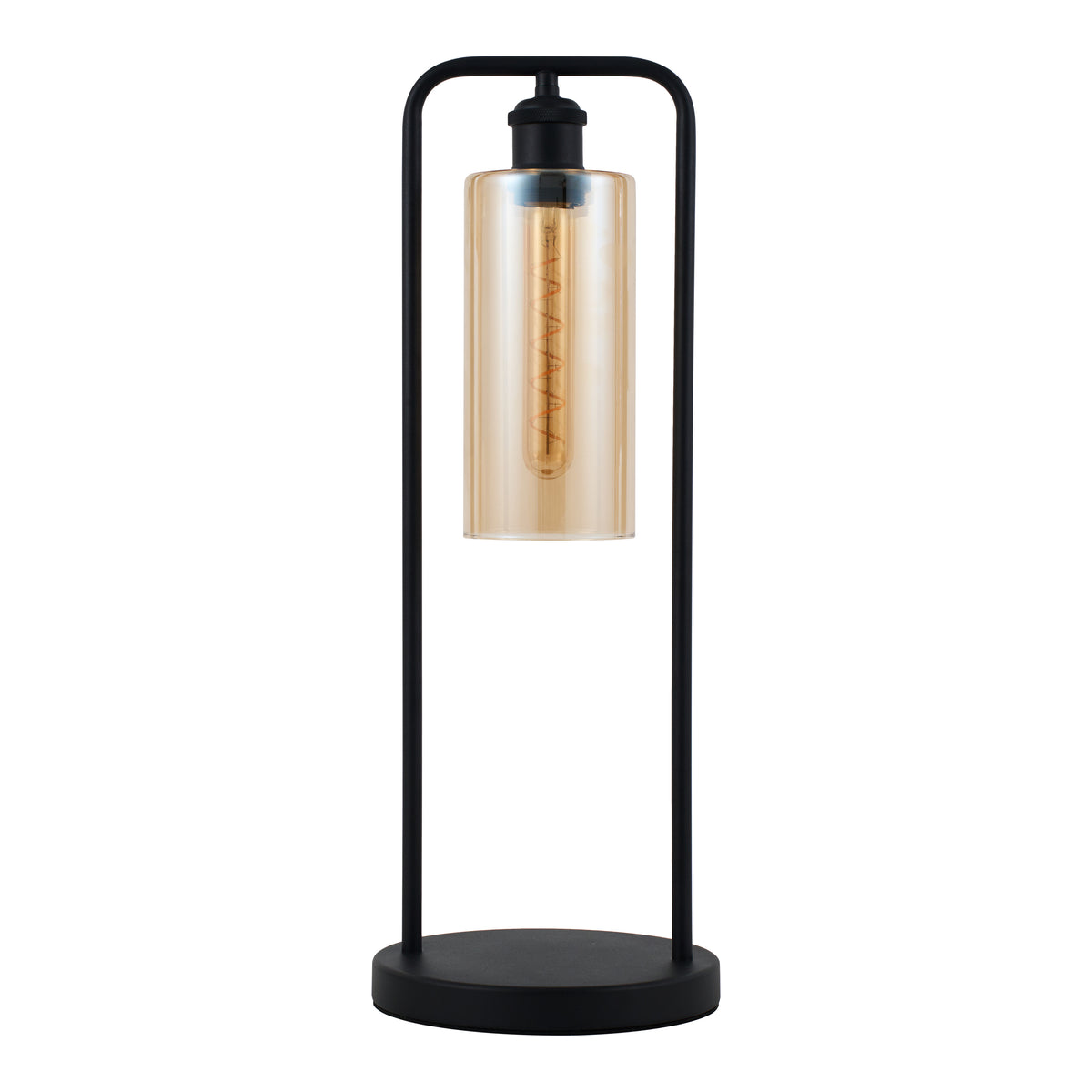 Tischleuchte Tess – Schwarz mit Amberglas
