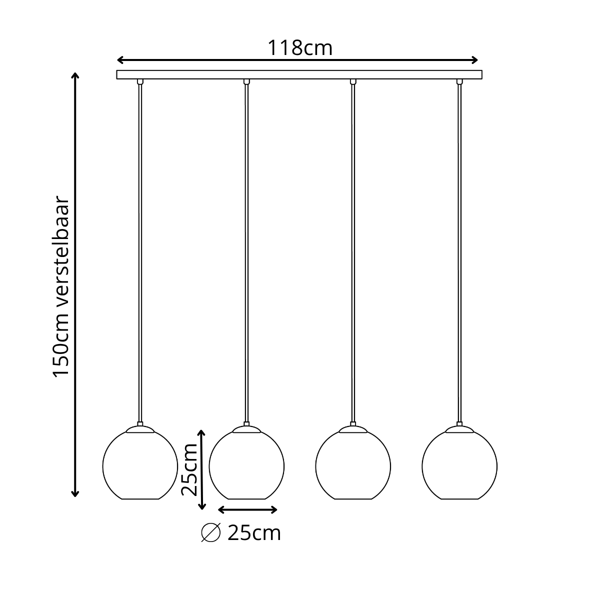 Pendelleuchte Schwarz mit Rauchglas – 4-flammig, länglich | Xavi