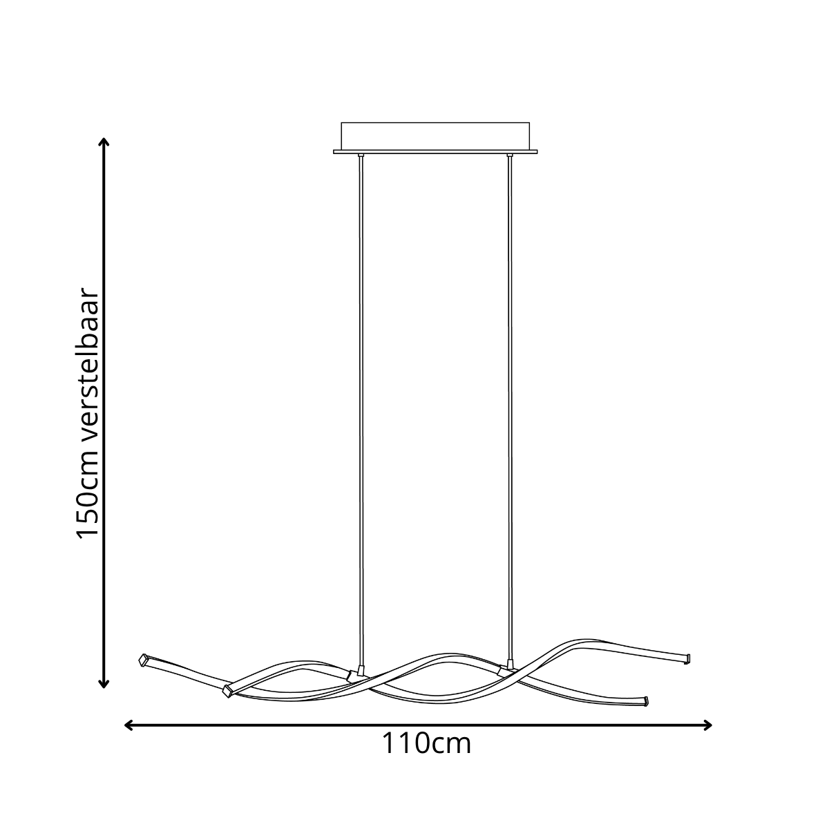 Längliche LED-Pendelleuchte Gold, wellenförmig – 3-farbig