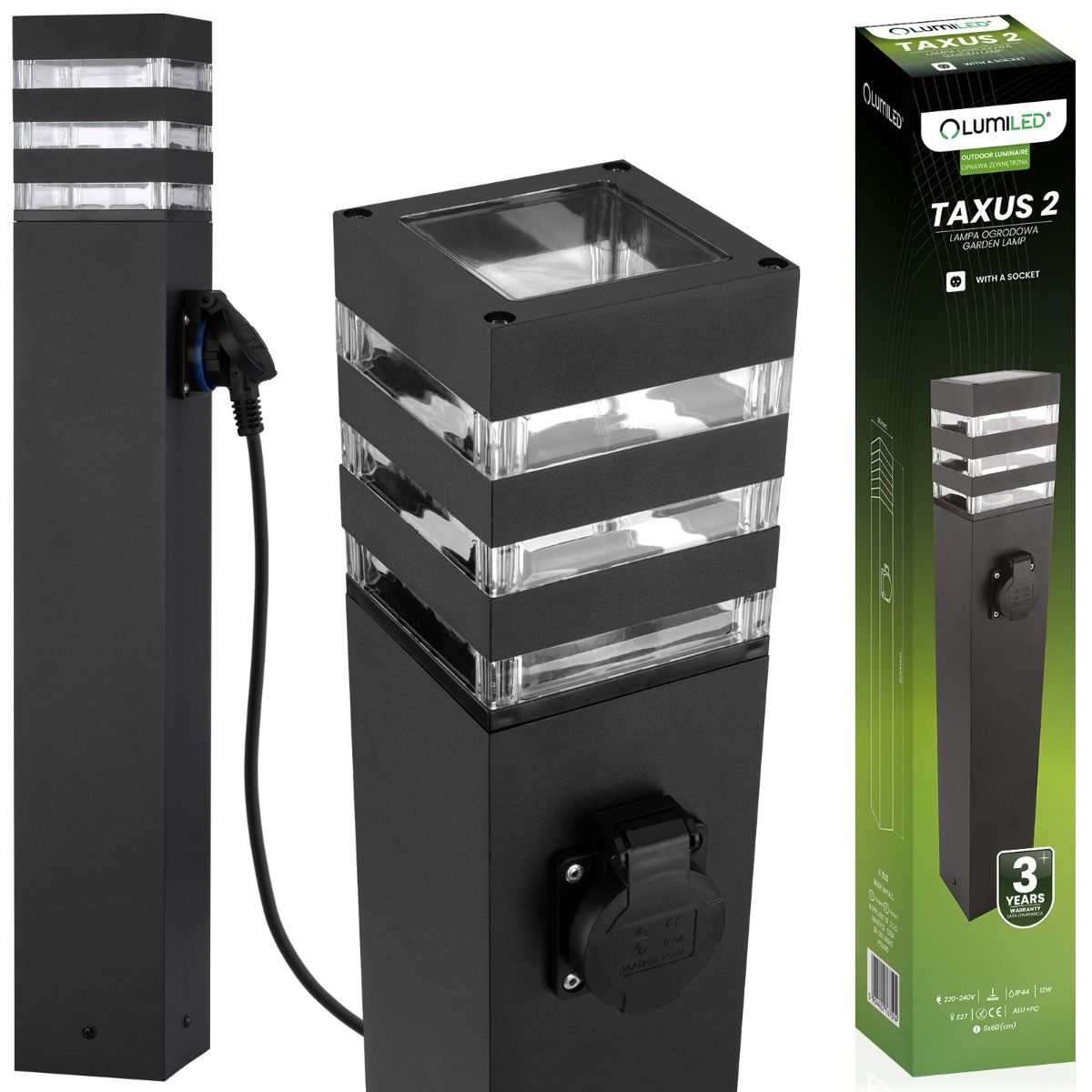 Gartenlampe - Stehende Außenlampe auf Mast - 60 cm - E27-Fassung - LED geeignet