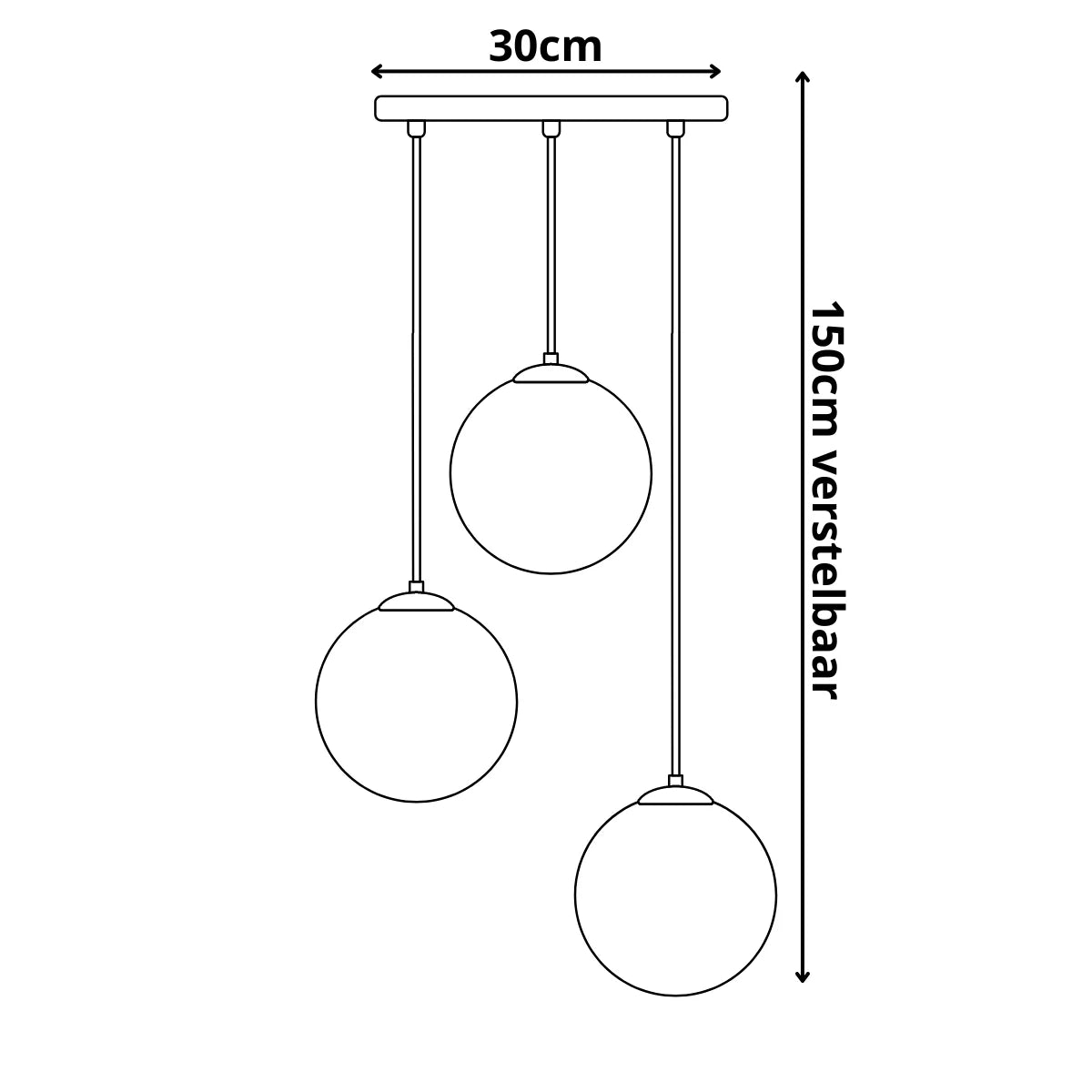 rookglas hanglamp 3-lichts zwart voor woonkamer eetkamer