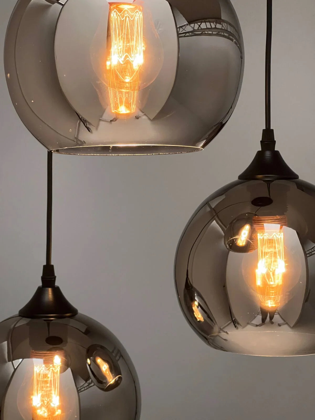 rookglas hanglamp 3-lichts zwart voor woonkamer eetkamer