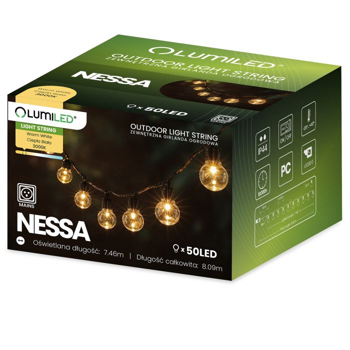 Tuinverlichting – Buiten Lichtketting 8m, 50x LED, 3000K Warm Wit