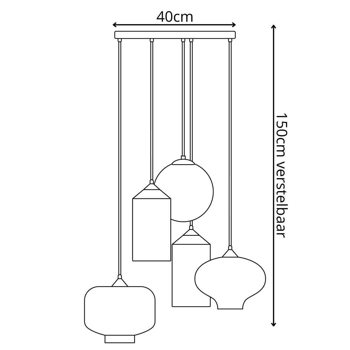 Hängelampe 5-flammig Mix Rauch Rund