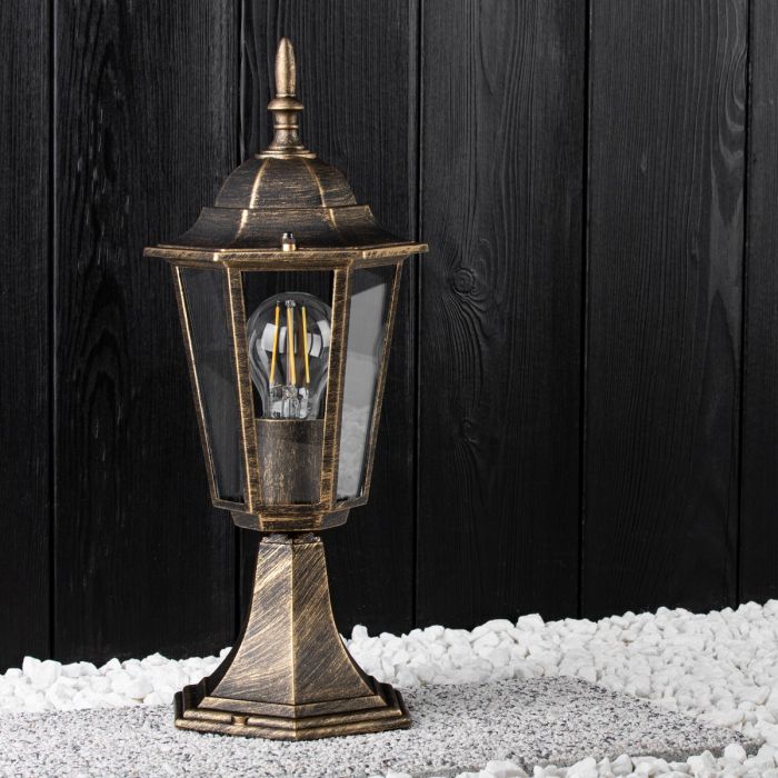 Gartenlampe Außen – Niedrige Standlaterne 40cm – Aluminium – Antikgold