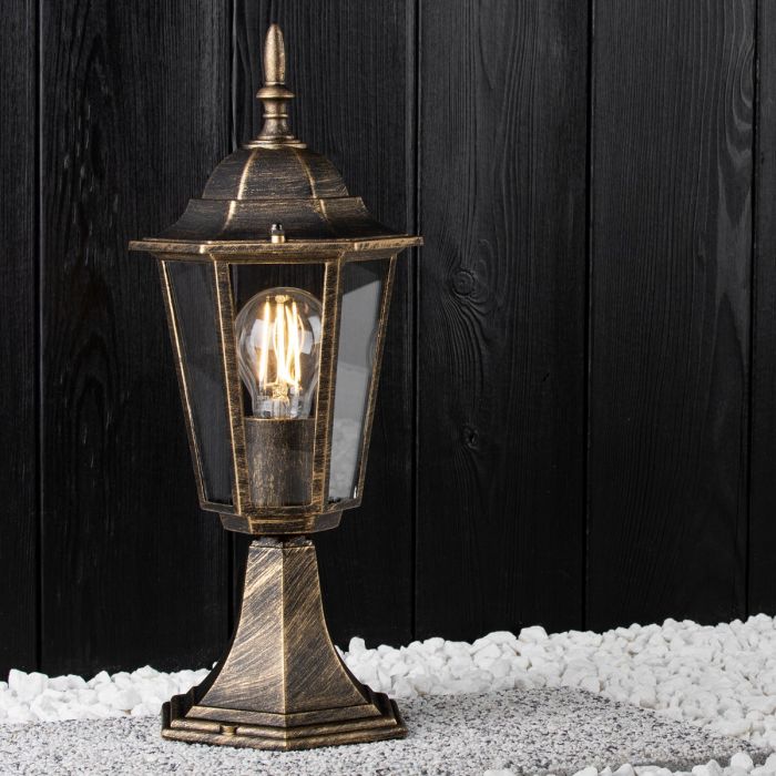 Gartenlampe Außen – Niedrige Standlaterne 40cm – Aluminium – Antikgold