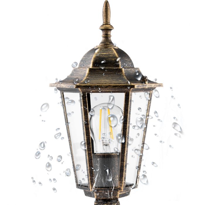 Gartenlampe Außen – Niedrige Standlaterne 40cm – Aluminium – Antikgold