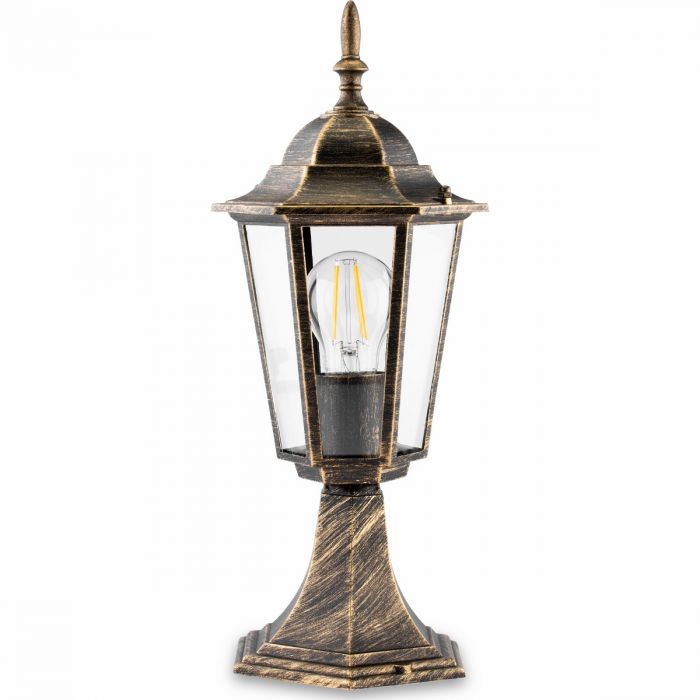 Gartenlampe Außen – Niedrige Standlaterne 40cm – Aluminium – Antikgold