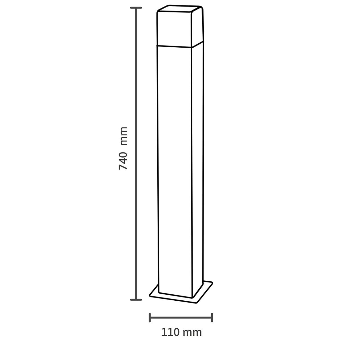 Gartenlampe für draußen – Quadratischer Standmast 74cm – Schwarz – E27-Fassung