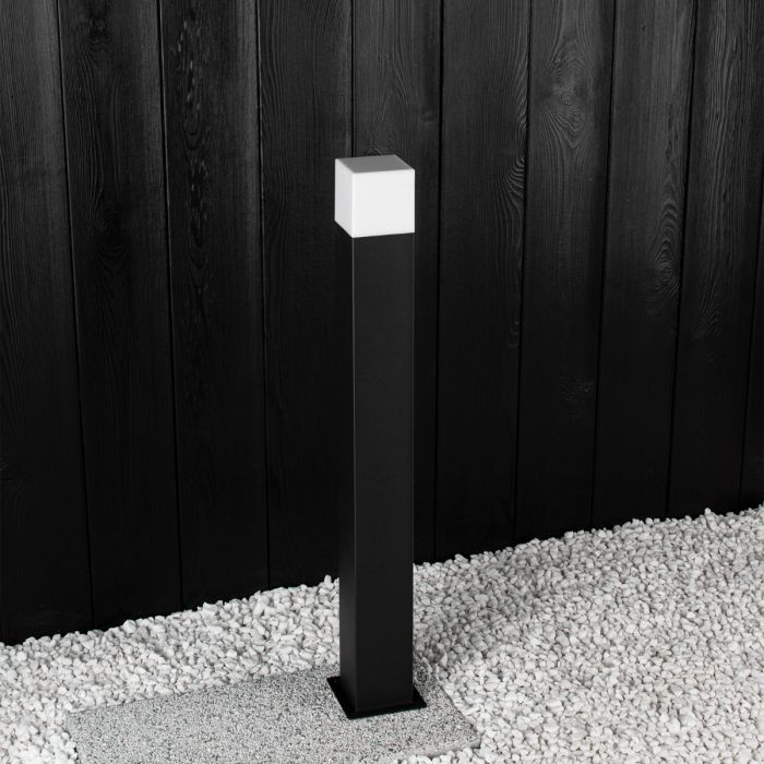 Gartenlampe für draußen – Quadratischer Standmast 74cm – Schwarz – E27-Fassung