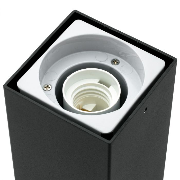 Gartenlampe für draußen – Quadratischer Standmast 74cm – Schwarz – E27-Fassung