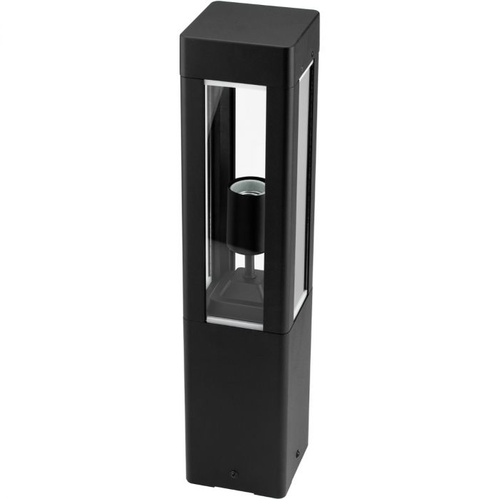 Außenleuchte Gartenpfahl – Schwarz Aluminium & Glas – 50 cm – E27-Fassung – Stehende Gartenbeleuchtung