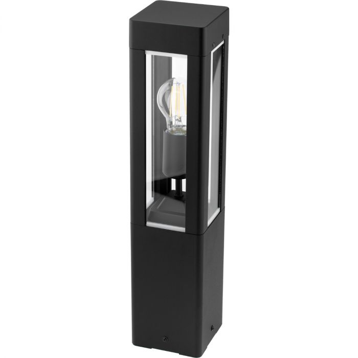 Gartenmastlampe für den Außenbereich - Schwarzes Aluminium und Glas - 50 cm - E27-Fassung - Stehende Gartenbeleuchtung