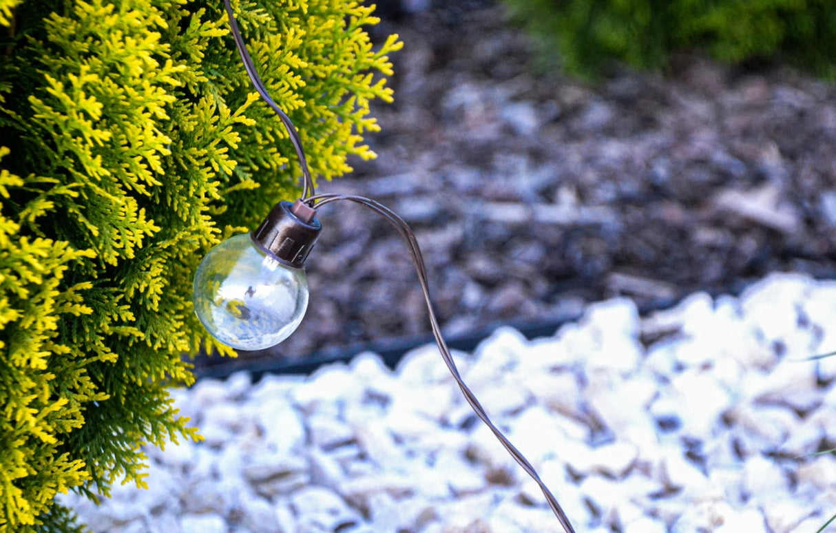 Gartengirlande – 30x LED Kugeln – 10,6m – Warmweiß 3000K – Wetterfest & Dekorativ