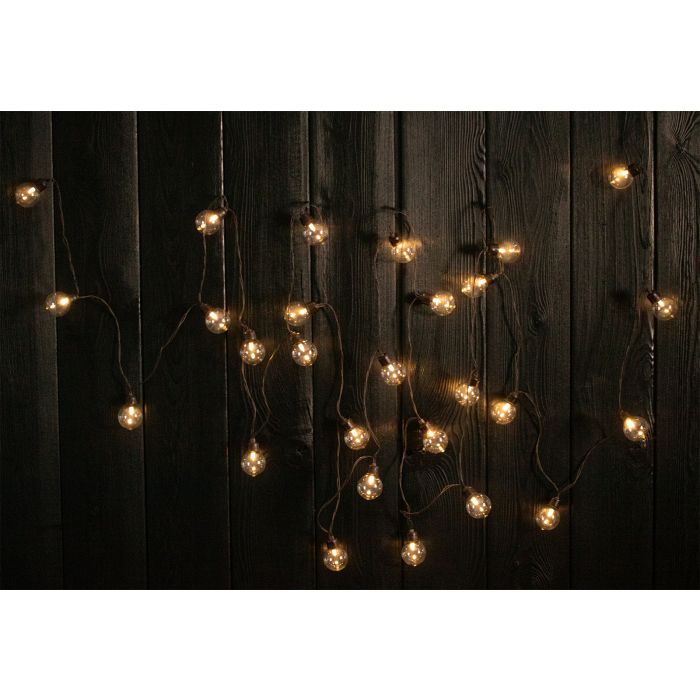 Solar-LED-Lichterkette mit Kugeln, 7,5 m – Warmweißes Licht (3000K) | Solar-Gartenbeleuchtung