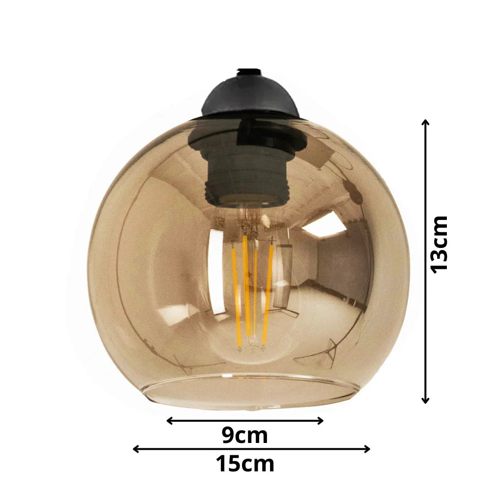 3-lichts hanglamp glas amber voor woonkamer of eetkamer