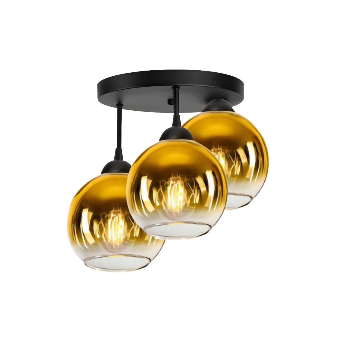 Gouden plafondlamp industrieel met 3 bollen voor woonkamer