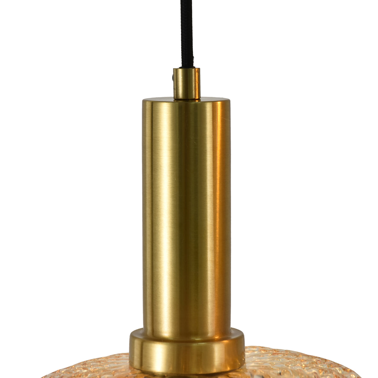 Hängelampe Schwarz mit Messing und Amberglas – 3-flammig – Liva