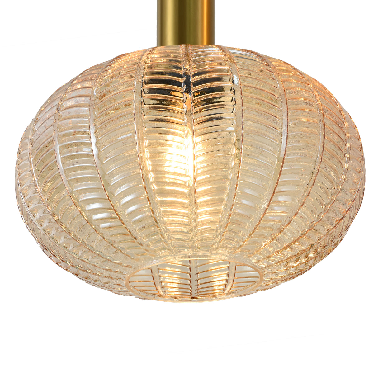 Hängelampe Schwarz mit Messing und Amberglas – 3-flammig – Liva