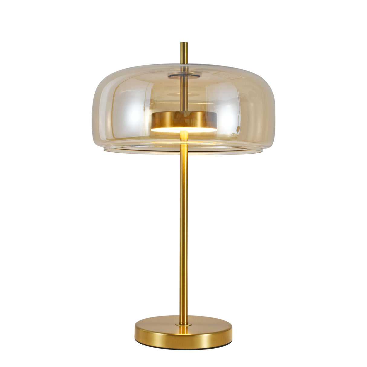 Tischlampe Lune – Messing mit Amberglas – Integrierte Lichtquelle