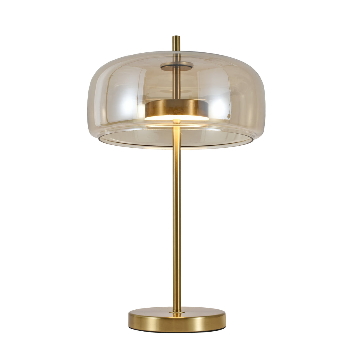 Tischlampe Lune – Messing mit Amberglas – Integrierte Lichtquelle