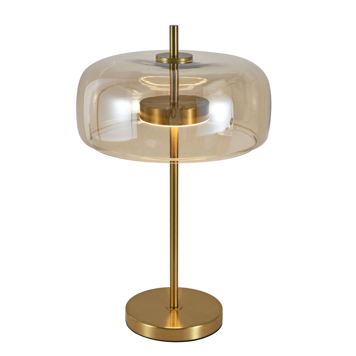 Tischlampe Lune – Messing mit Amberglas – Integrierte Lichtquelle