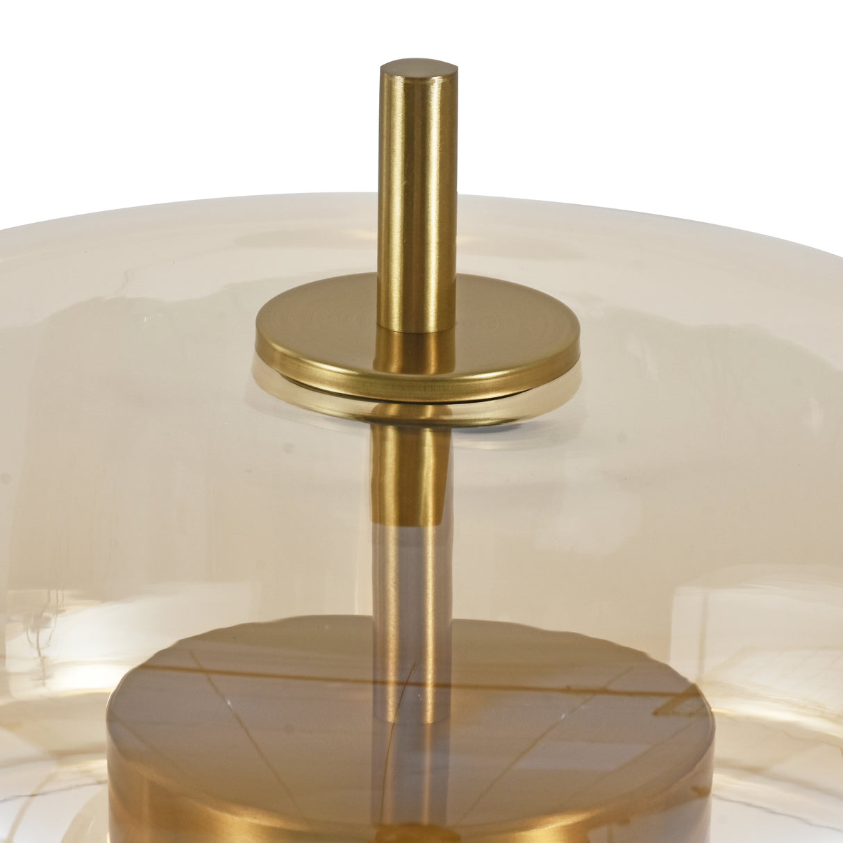 Tischlampe Lune – Messing mit Amberglas – Integrierte Lichtquelle