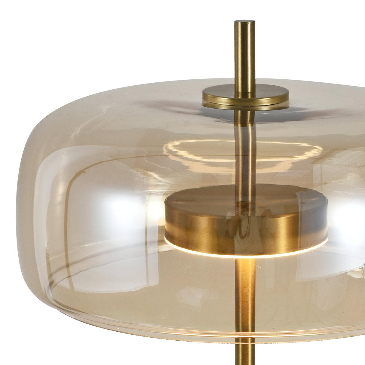 Tischlampe Lune – Messing mit Amberglas – Integrierte Lichtquelle