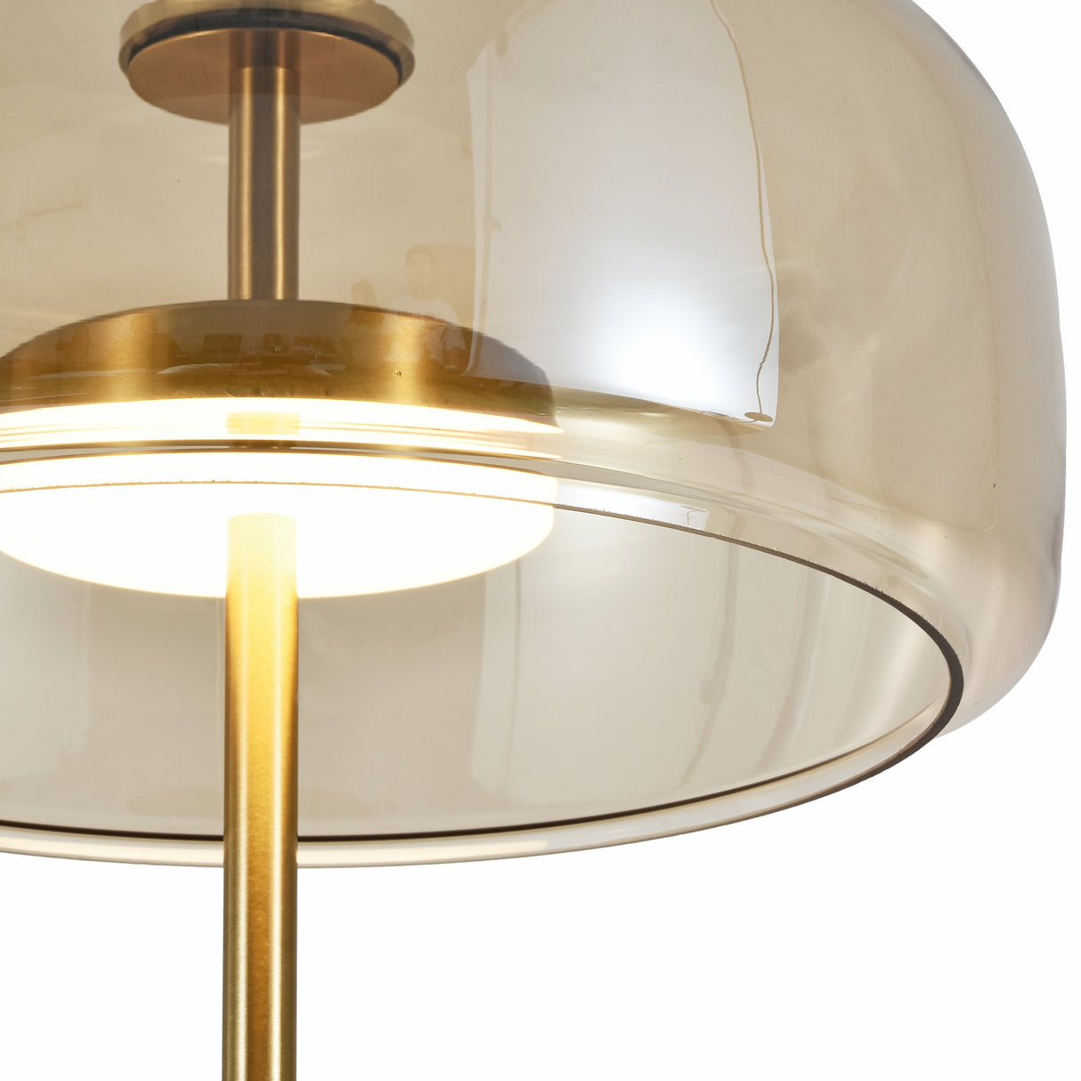 Tischlampe Lune – Messing mit Amberglas – Integrierte Lichtquelle