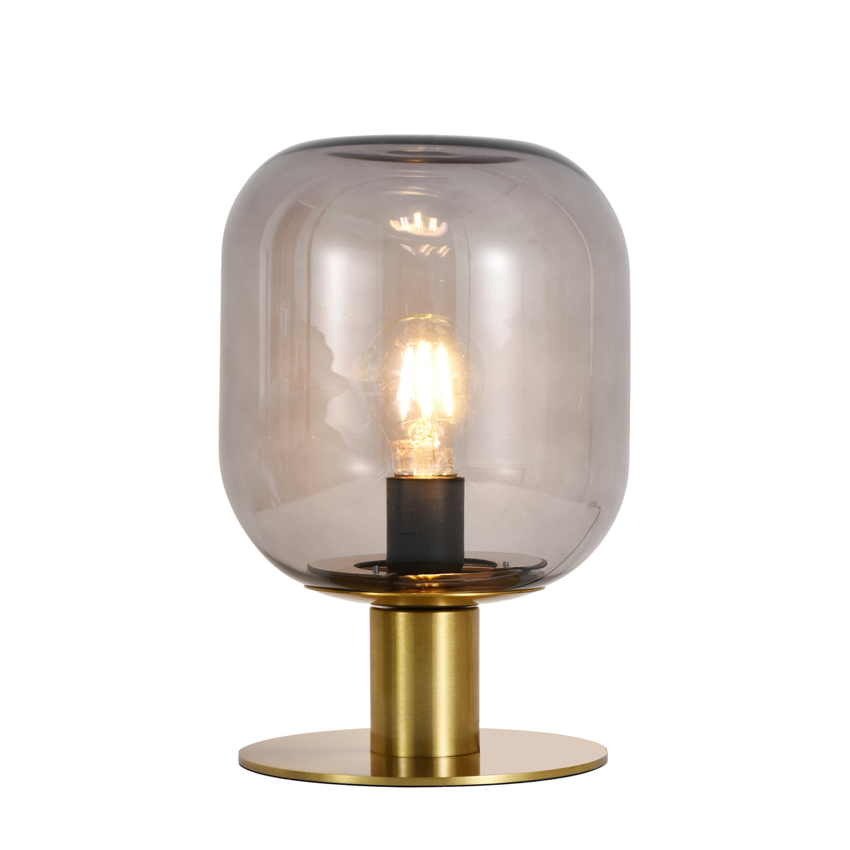 Tischlampe Laura – Messing mit Rauchglas