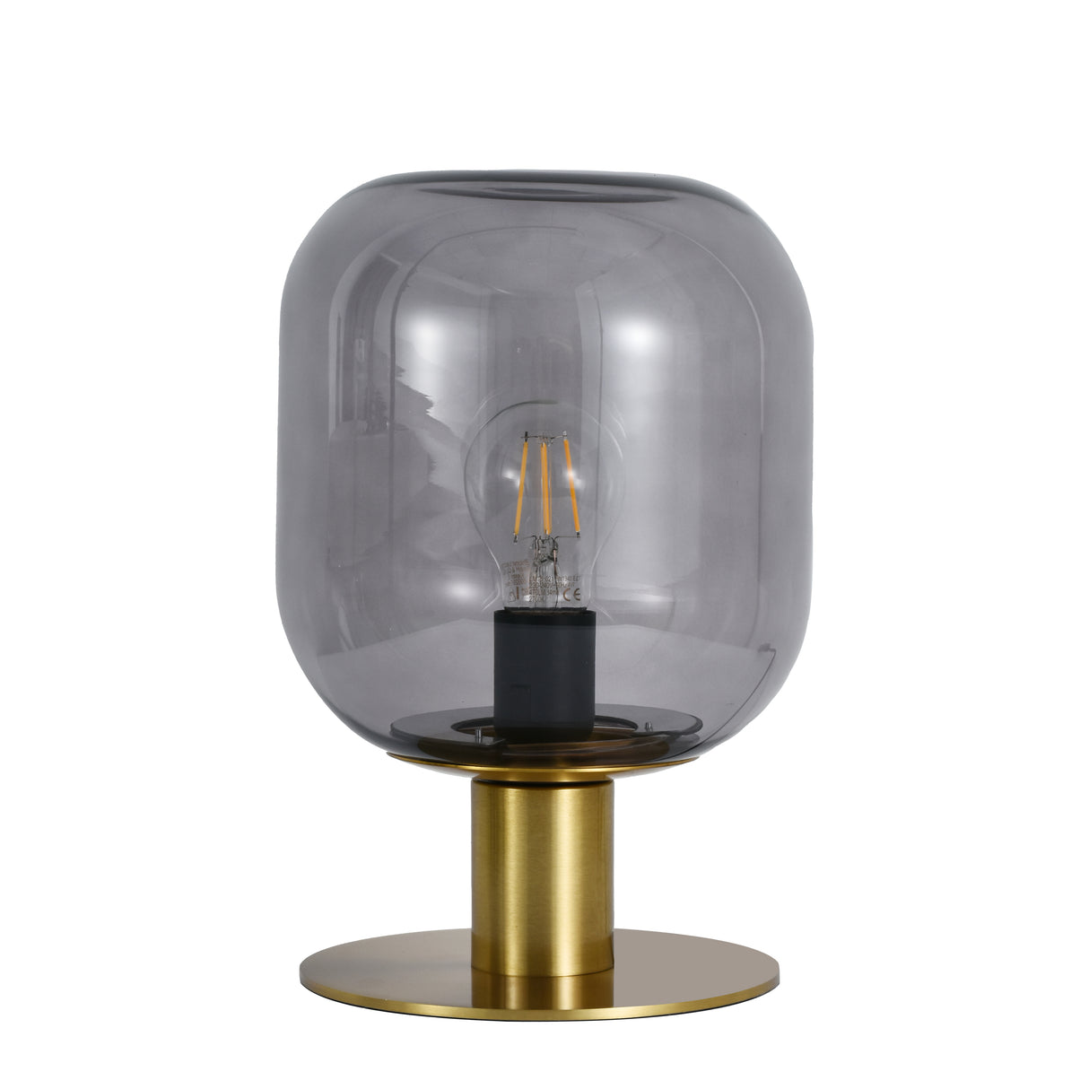 Tischlampe Laura – Messing mit Rauchglas