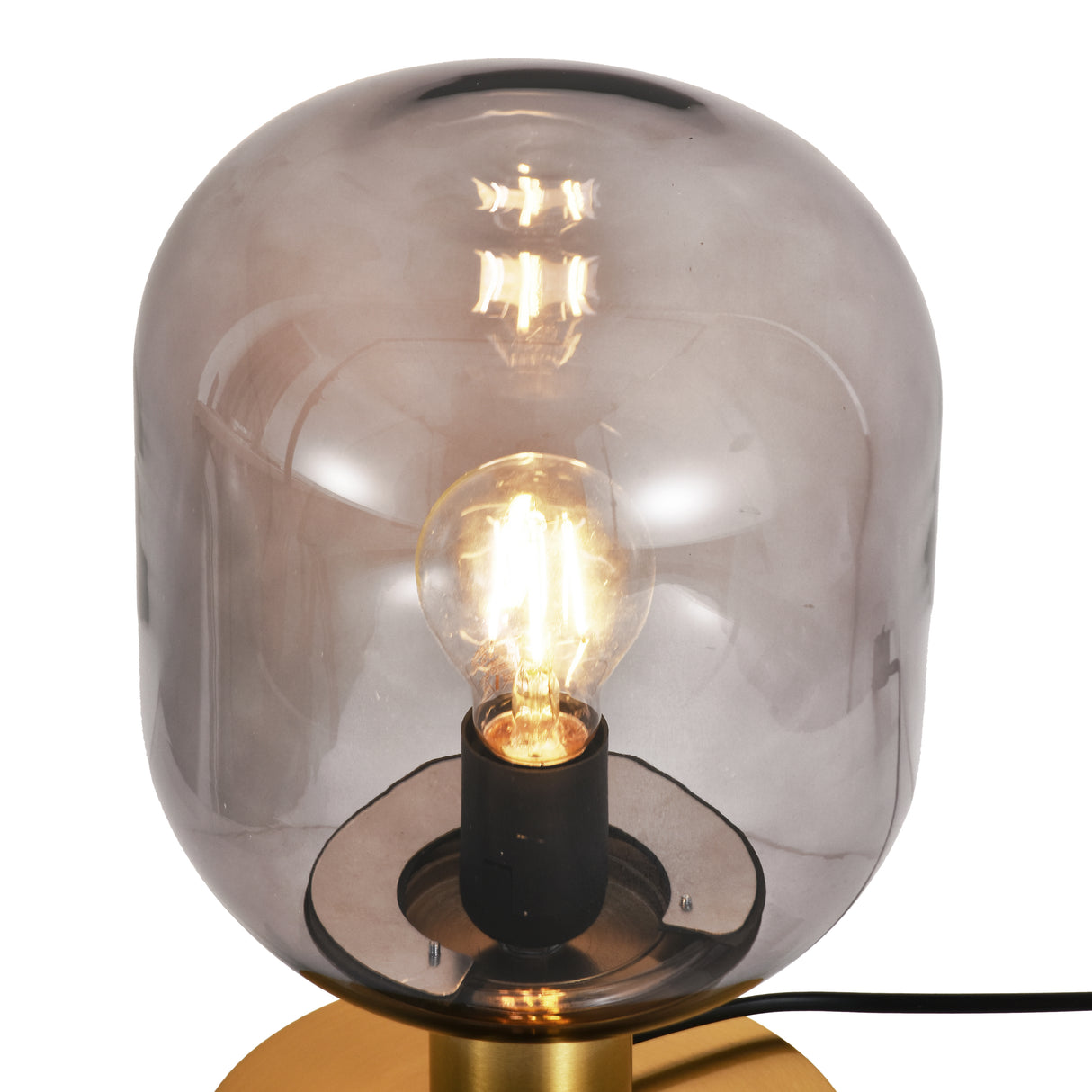 Tischlampe Laura – Messing mit Rauchglas