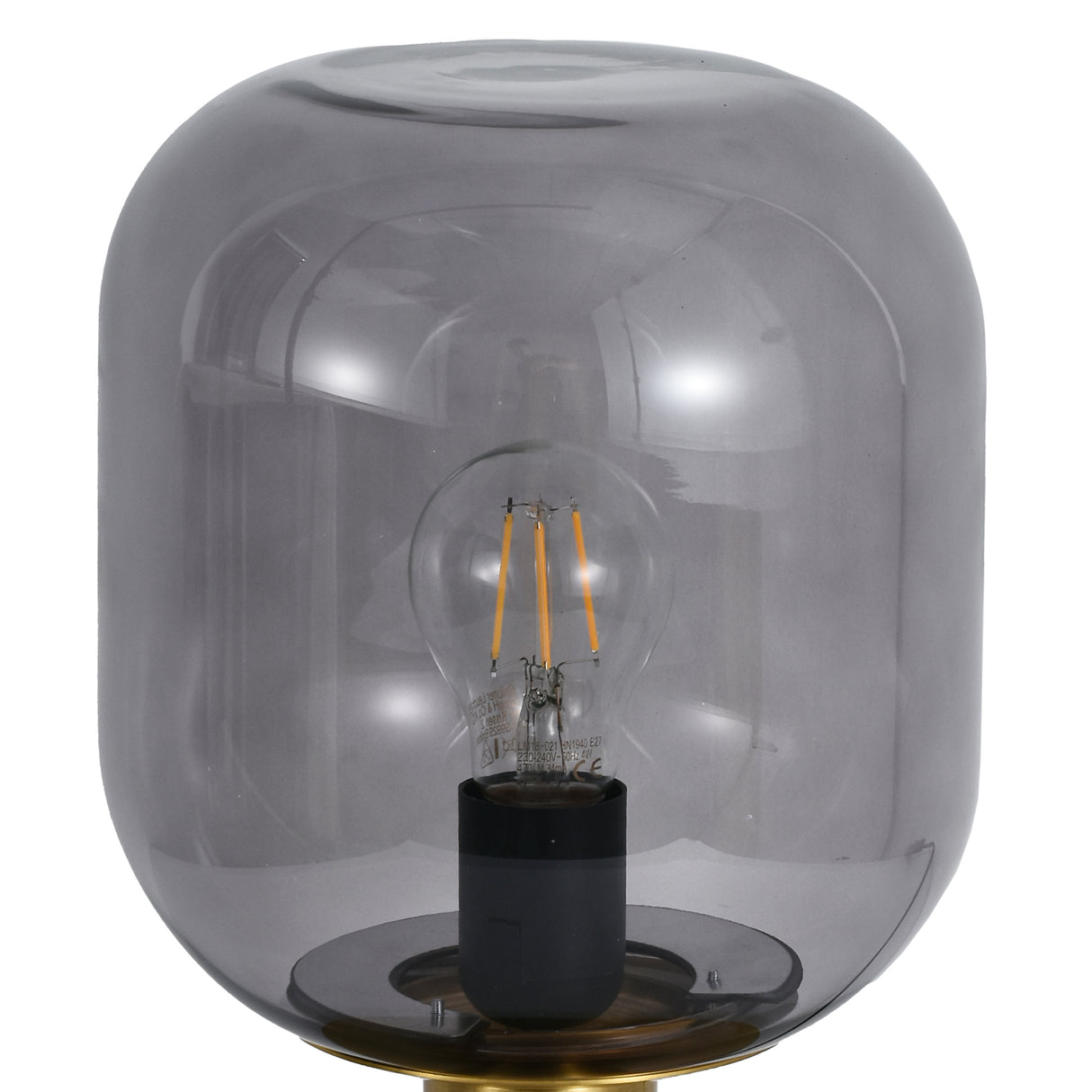 Tischlampe Laura – Messing mit Rauchglas