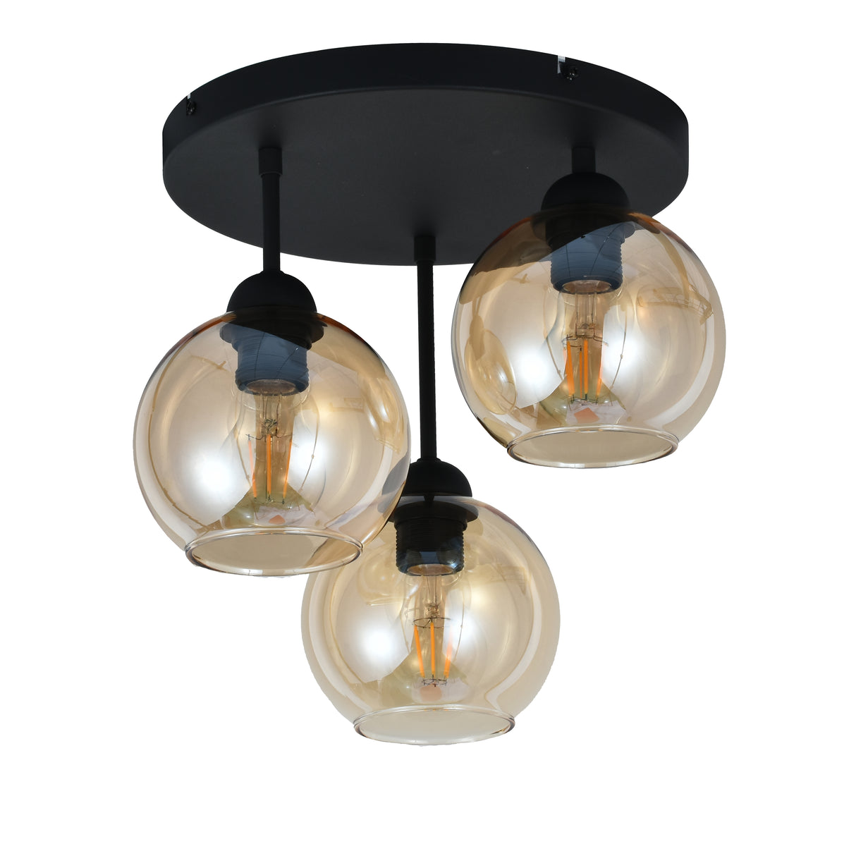 Deckenleuchte Industrial 3-flammig Amber Ball Wohnzimmer, Schlafzimmer