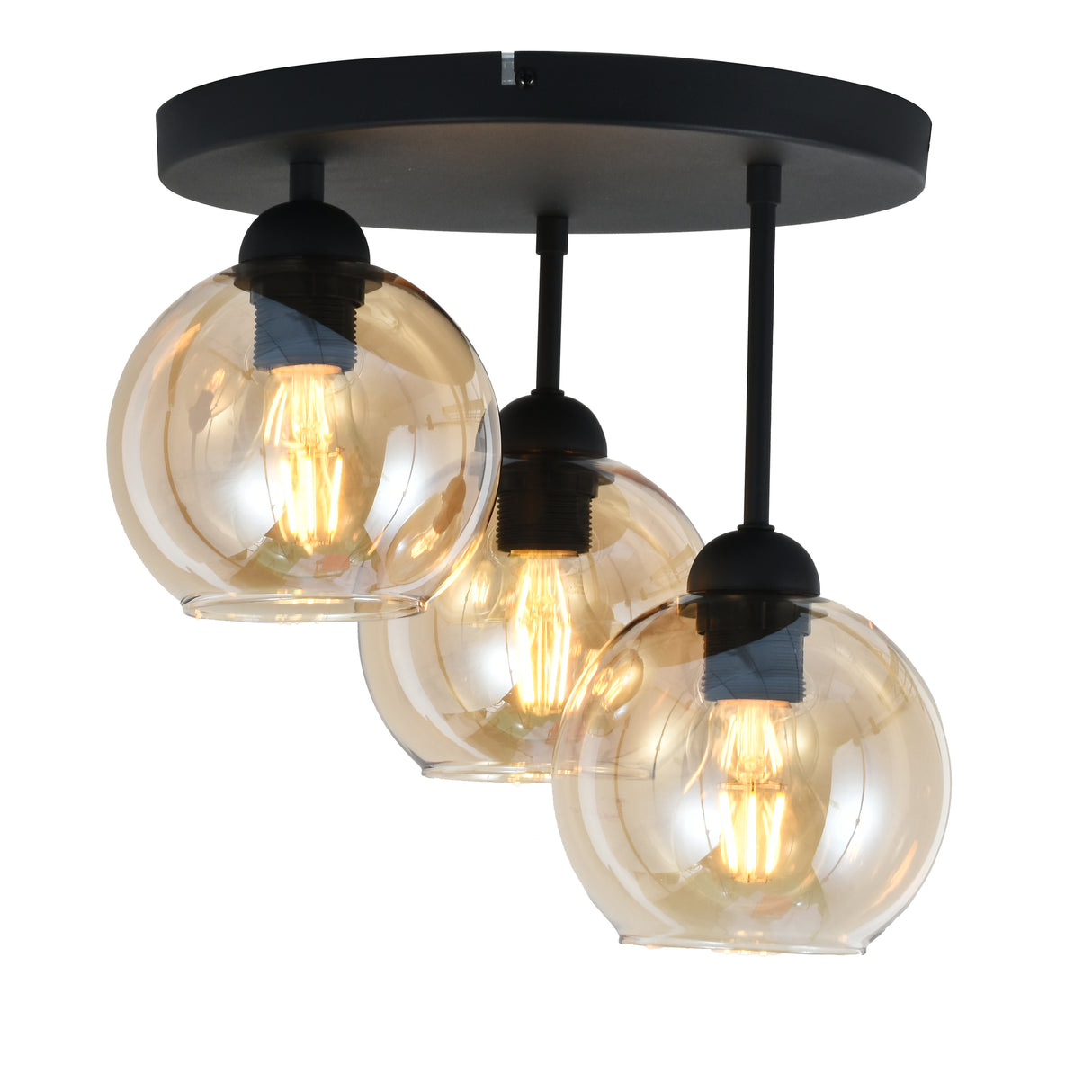 Deckenleuchte Industrial 3-flammig Amber Ball Wohnzimmer, Schlafzimmer