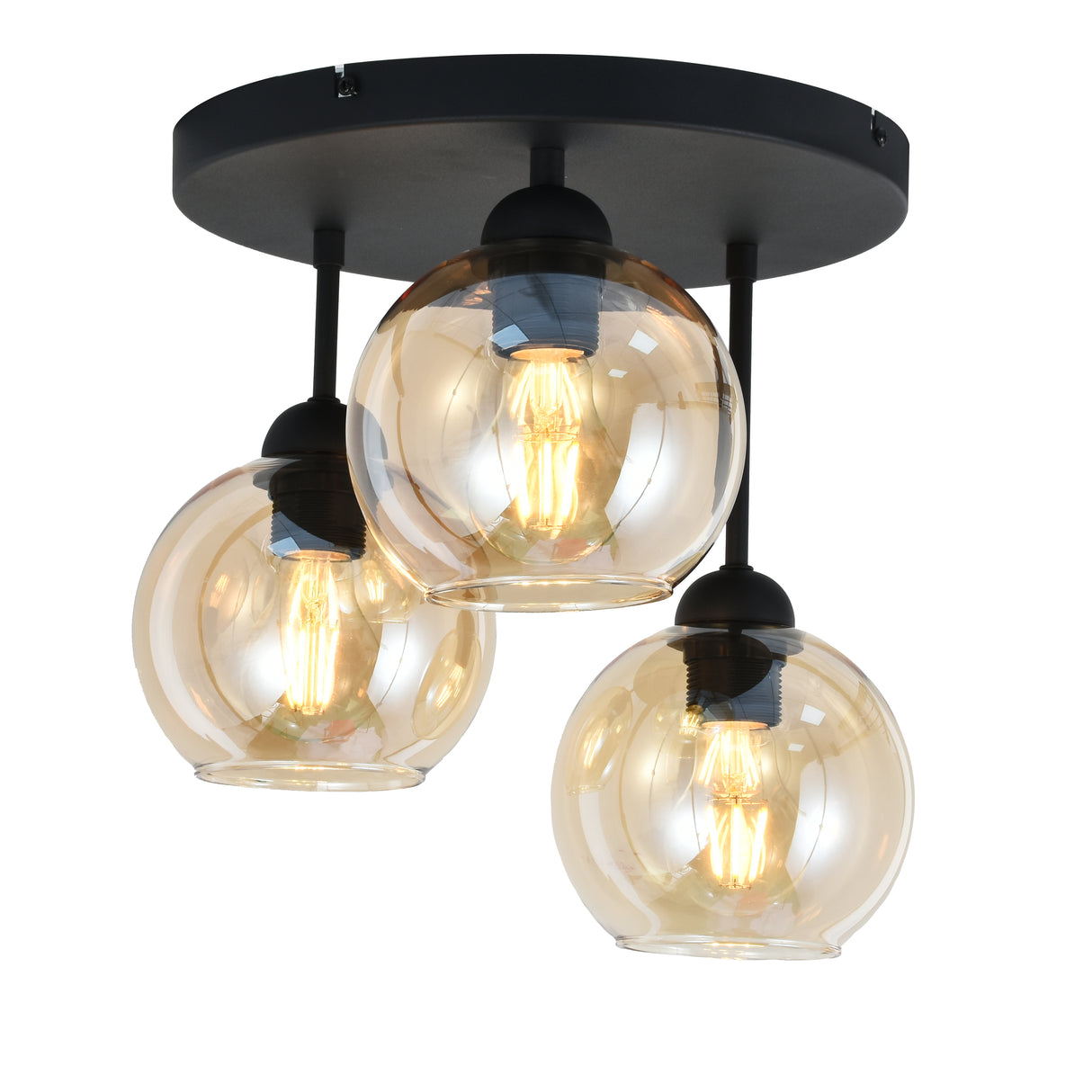 Deckenleuchte Industrial 3-flammig Amber Ball Wohnzimmer, Schlafzimmer