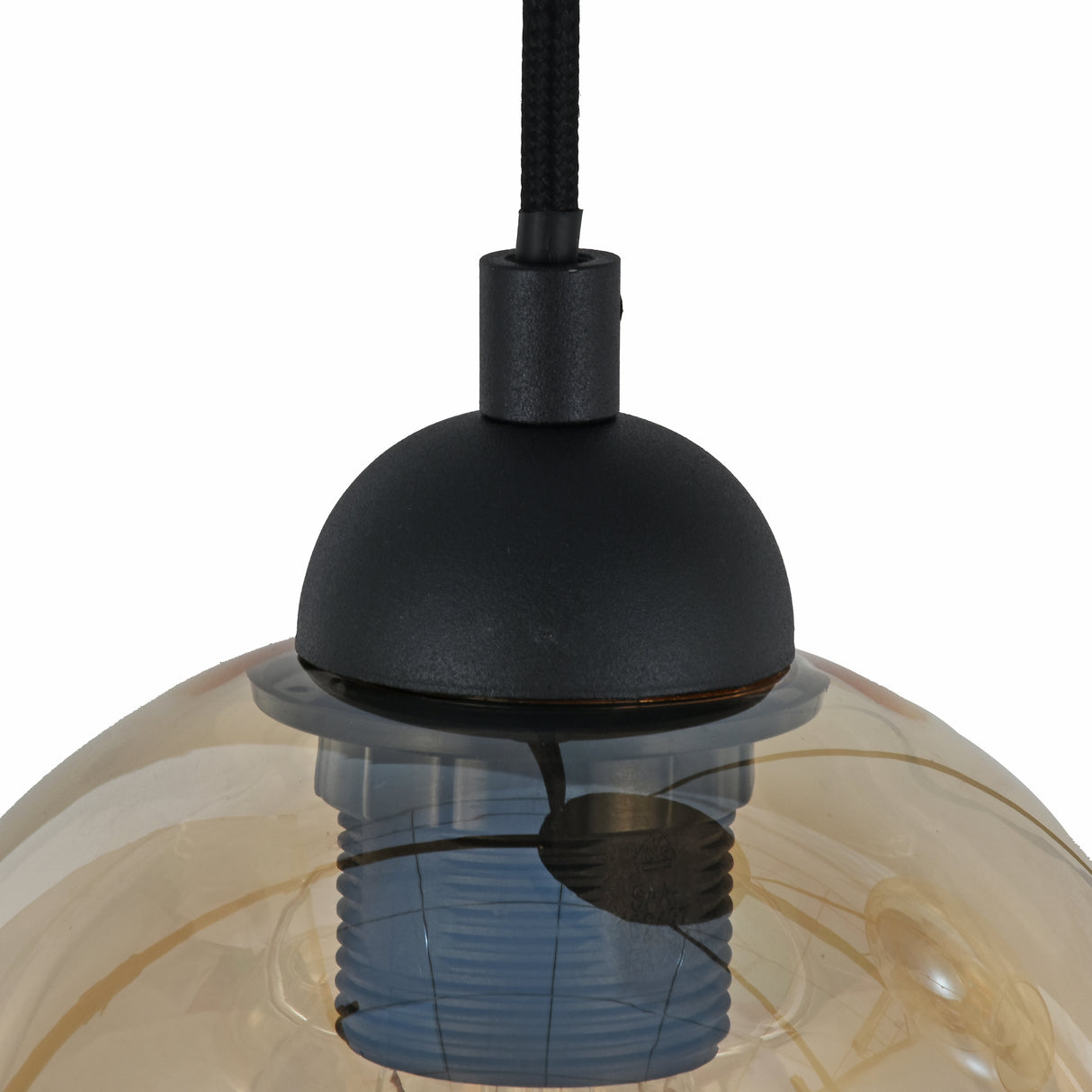 Industrielle 4-flammige bernsteinfarbene Pendelleuchte für Esszimmer, Wohnzimmer oder Büro