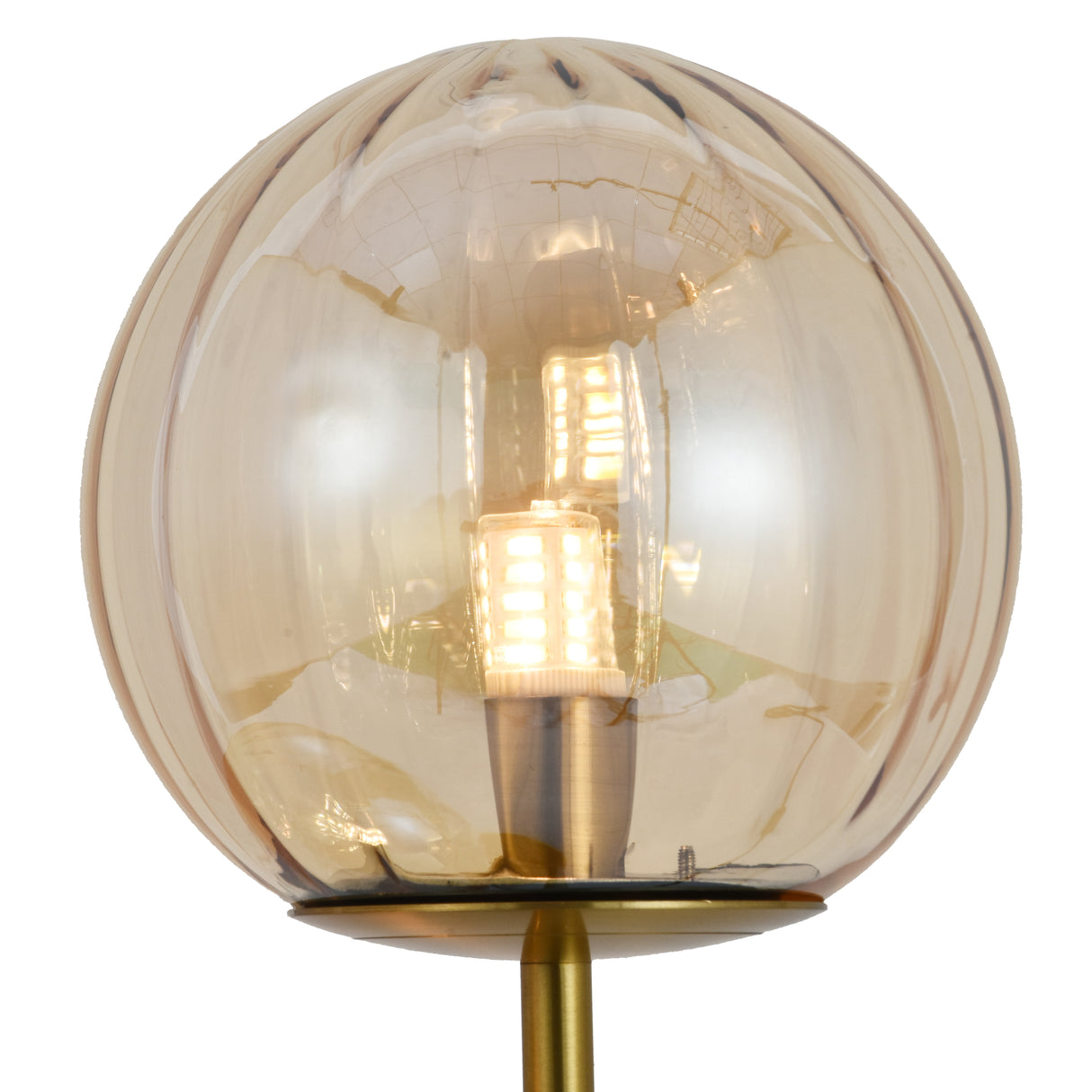 Tischlampe Linda - Messing mit Amberglas - 2-flammig