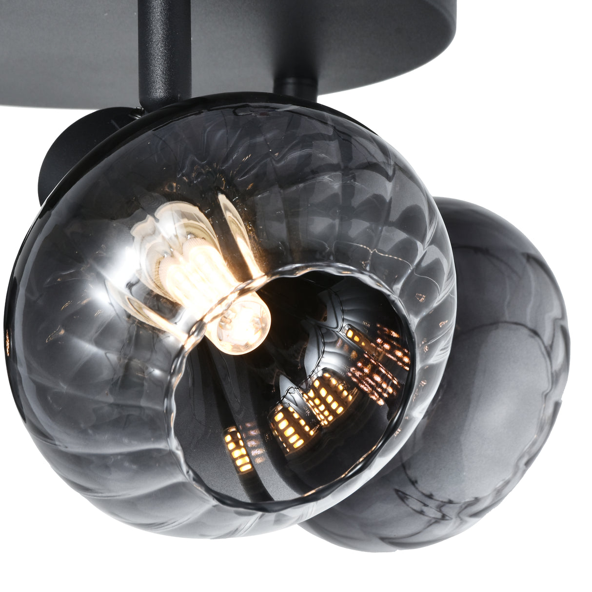 Deckenleuchte Schwarz - 3 Rauchglaskugeln - Yaro