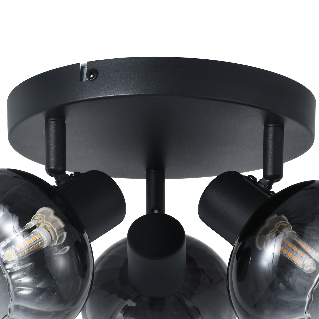 Deckenleuchte Schwarz - 3 Rauchglaskugeln - Yaro