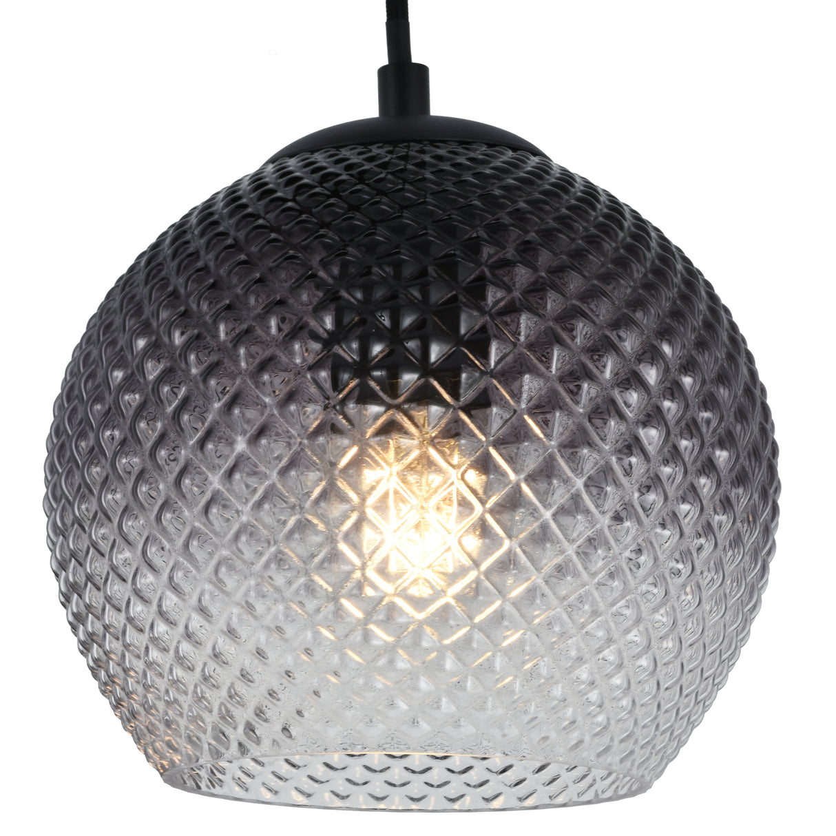 Hängeleuchte Lisa – 3-flammig – Geripptes Fade-Glas